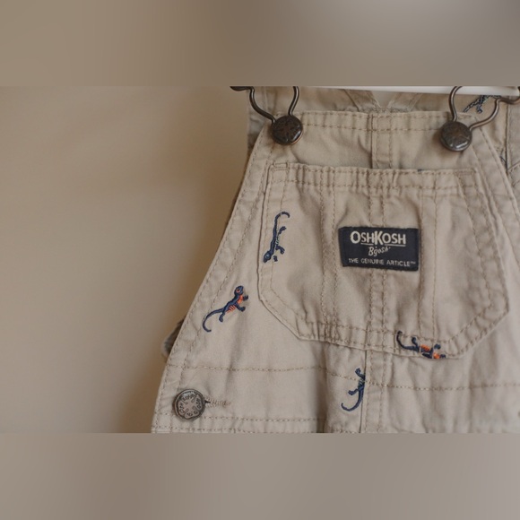 OshKosh B'gosh Light Tan Kids Overalls with Fun Stitching 3m - Picture 3 of 6